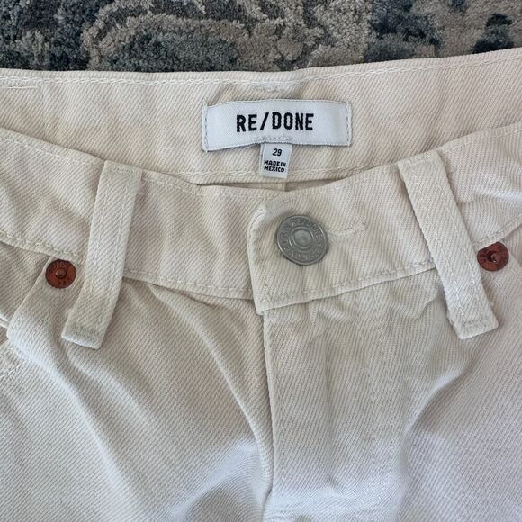 Re/Done Jeans Womens 29 Bootcut High Waist 70s Crop Boot Cream White Minimalist - Picture 3 of 13